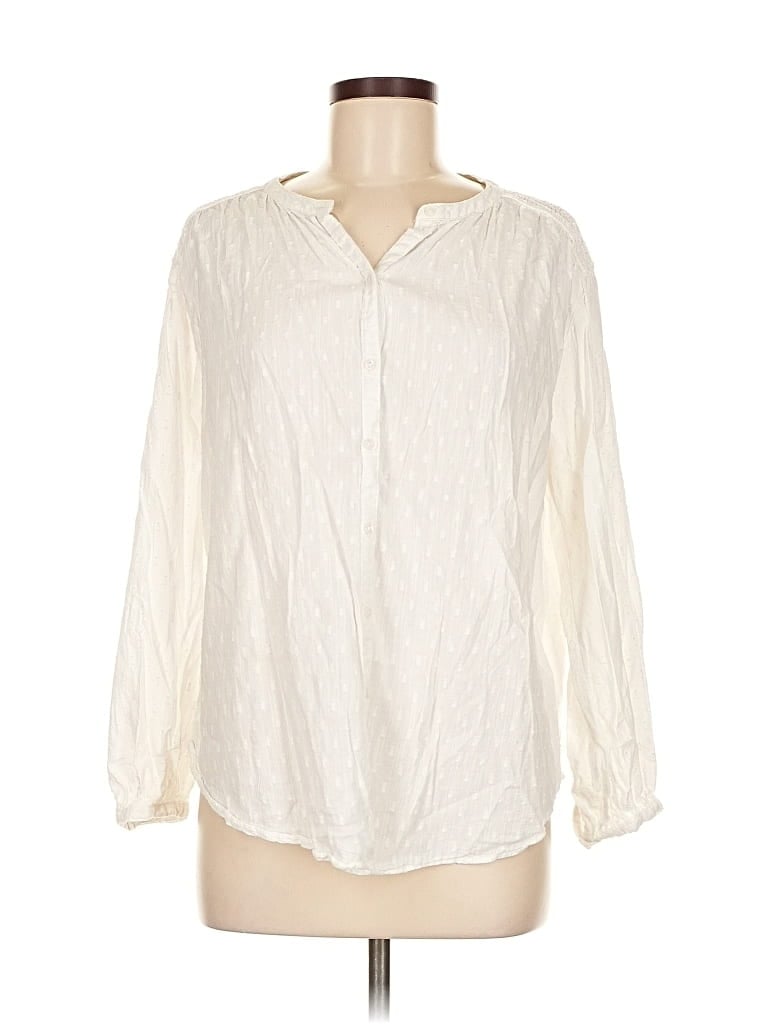 Pre-owned Old Navy Long Sleeve Blouse In White