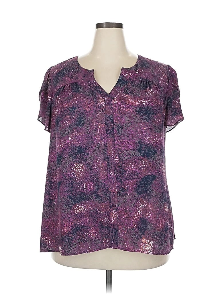 Pre-owned Daniel Rainn Short Sleeve Henley Shirt In Purple