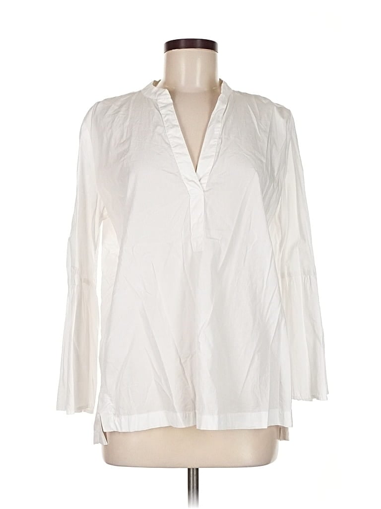 Pre-owned Ann Taylor Loft Long Sleeve Blouse In White