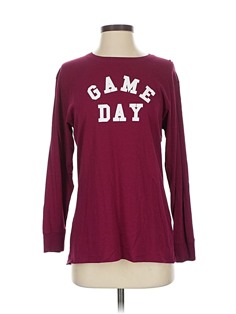 Pre-owned Express Outlet Long Sleeve T-shirt In Burgundy