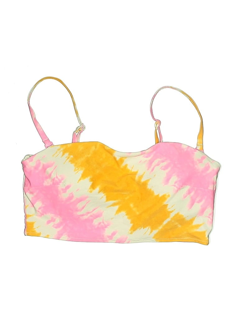 Pre-owned Aerie Swimsuit Top Yellow Tie-dye Pattern Swimwear