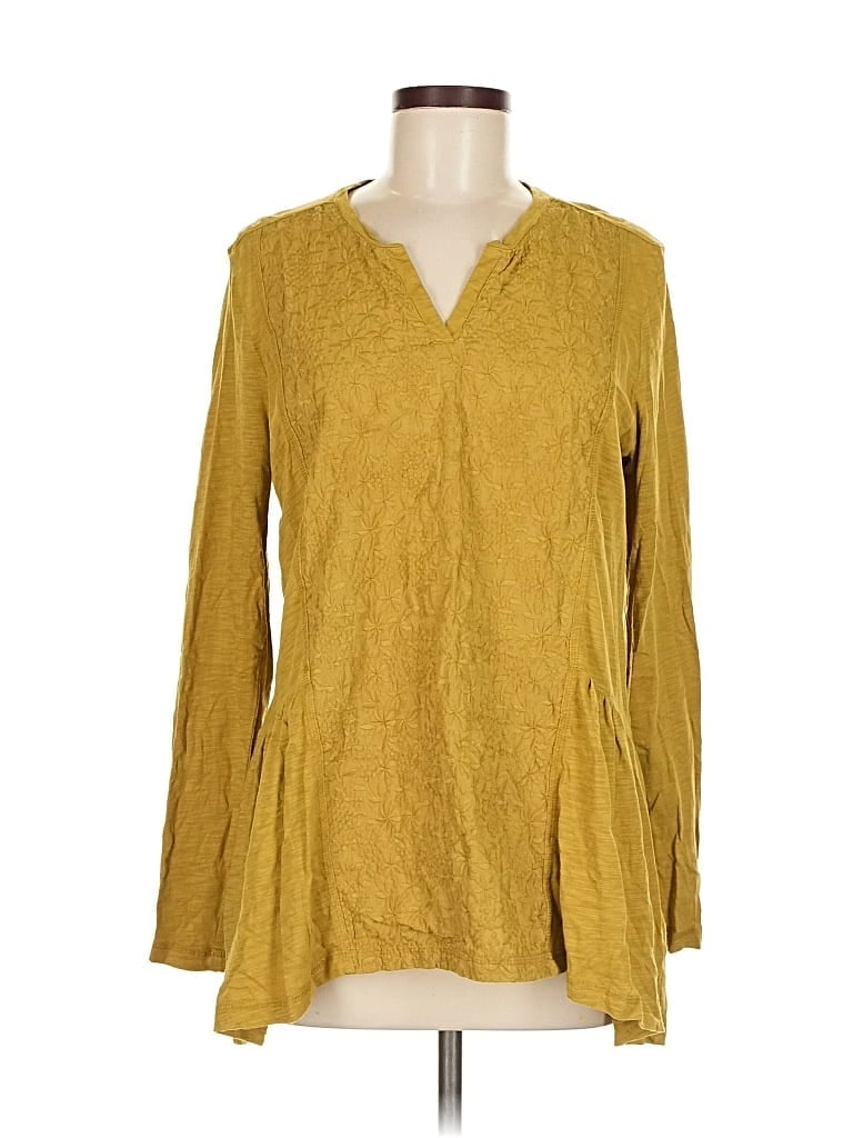 Pre-owned Logo By Lori Goldstein Long Sleeve Henley Shirt In Gold