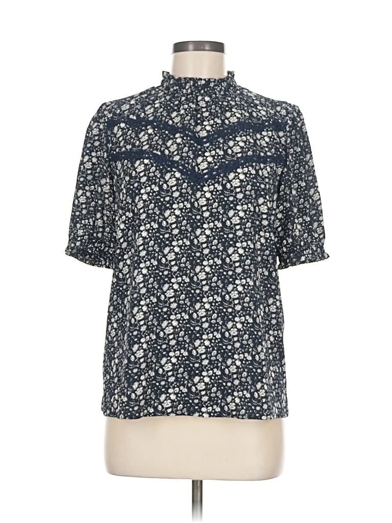 Pre-owned Ann Taylor Loft Short Sleeve Blouse In Blue