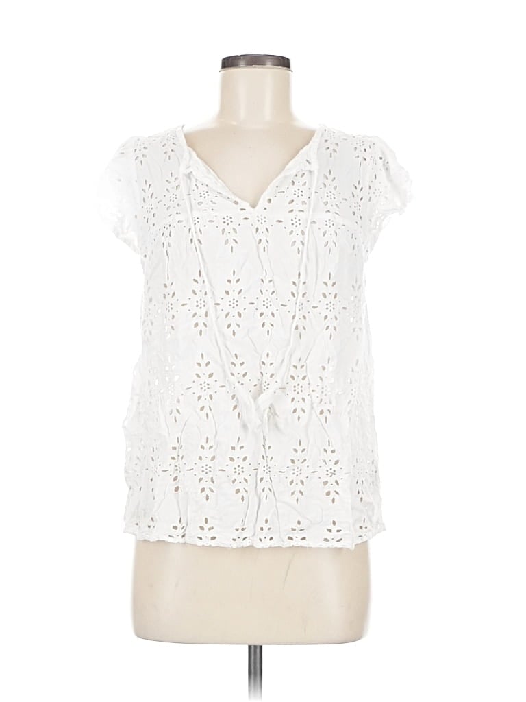 Pre-owned Old Navy Short Sleeve Blouse In White