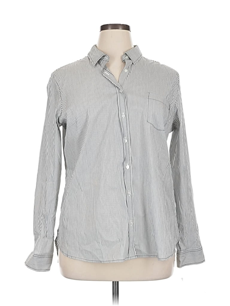 Pre-owned Apt. 9 Long Sleeve Button Down Shirt In Gray