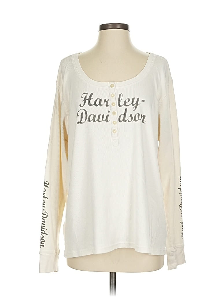 Click to view more detailed imagery on our partner's website Pre-owned Harley Davidson Long Sleeve Henley Shirt In White
