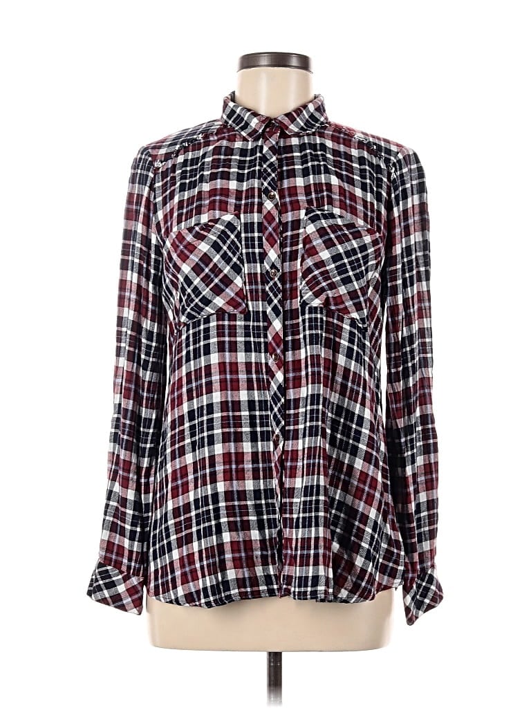 JESSICA SIMPSON Pre-owned Long Sleeve Button Down Shirt In Burgundy