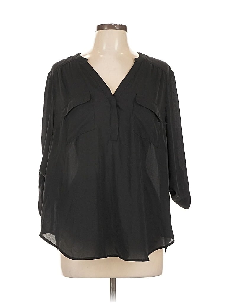 Pre-owned Torrid 3/4 Sleeve Blouse In Black