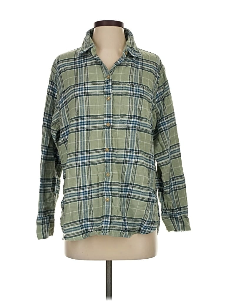 Pre-owned American Eagle Outfitters Long Sleeve Button Down Shirt In Green