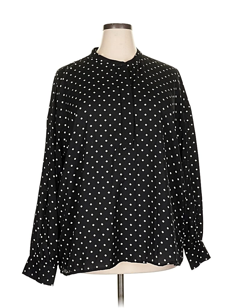 Pre-owned Time And Tru Long Sleeve Blouse In Black