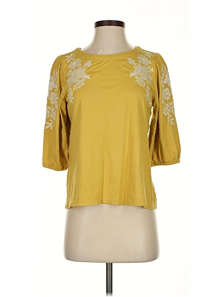 Click to view more detailed imagery on our partner's website Pre-owned Jjill 3/4 Sleeve Top Gold Boatneck Tops