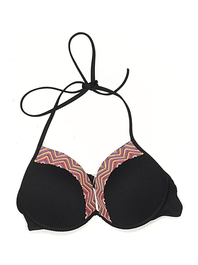 Pre-owned Shade & Shore Swimsuit Top Black Chevron/herringbone Pattern Swimwear