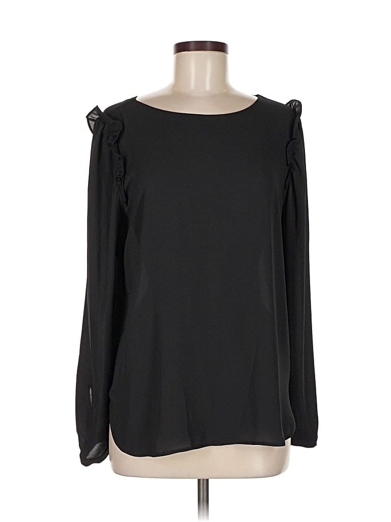 Pre-owned Ann Taylor Loft Long Sleeve Blouse In Black