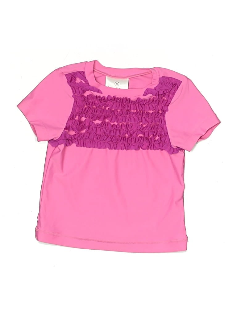 HANNA ANDERSSON Pre-owned Kids' Short Sleeve Top Pink Ruffles Neckline Tops