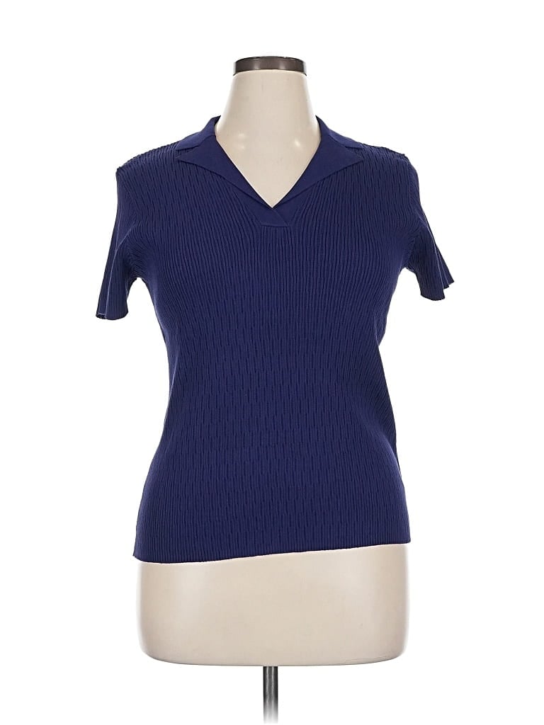 Pre-owned Grace Karin Short Sleeve Turtleneck In Blue