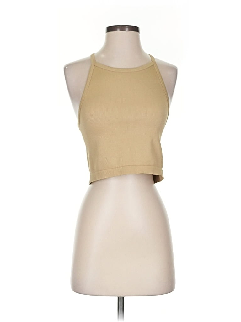 Pre-owned Assorted Brands Tank Top Tan Halter Neckline Tops In Brown