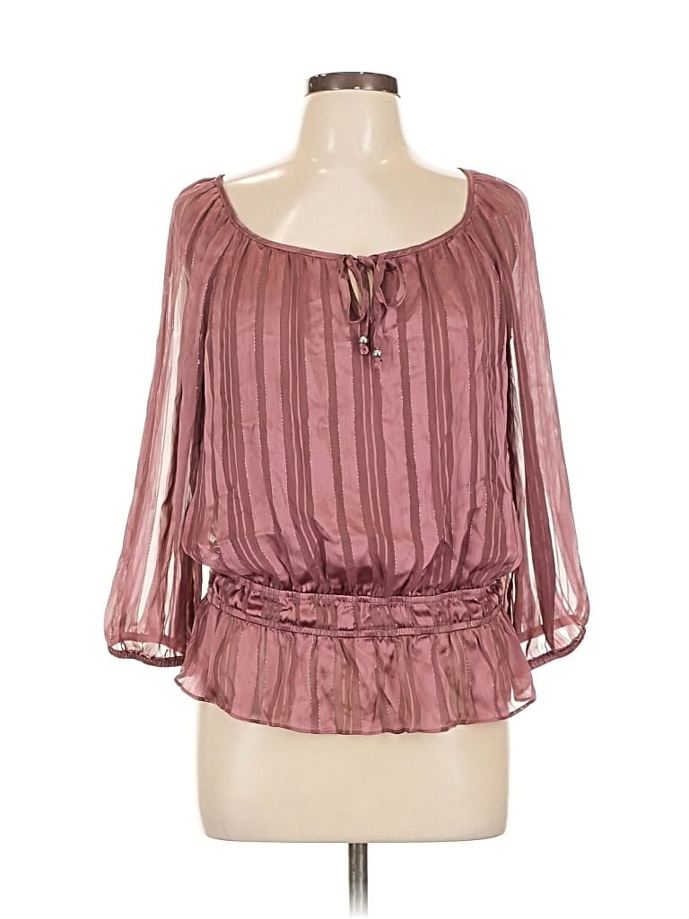 Pre-owned By & By 3/4 Sleeve Blouse In Burgundy