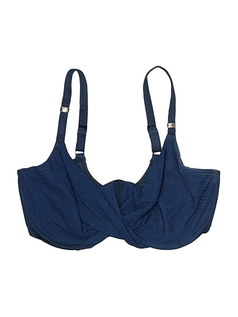 Pre-owned Fantasie Swimsuit Top Blue Solid Pattern Swimwear