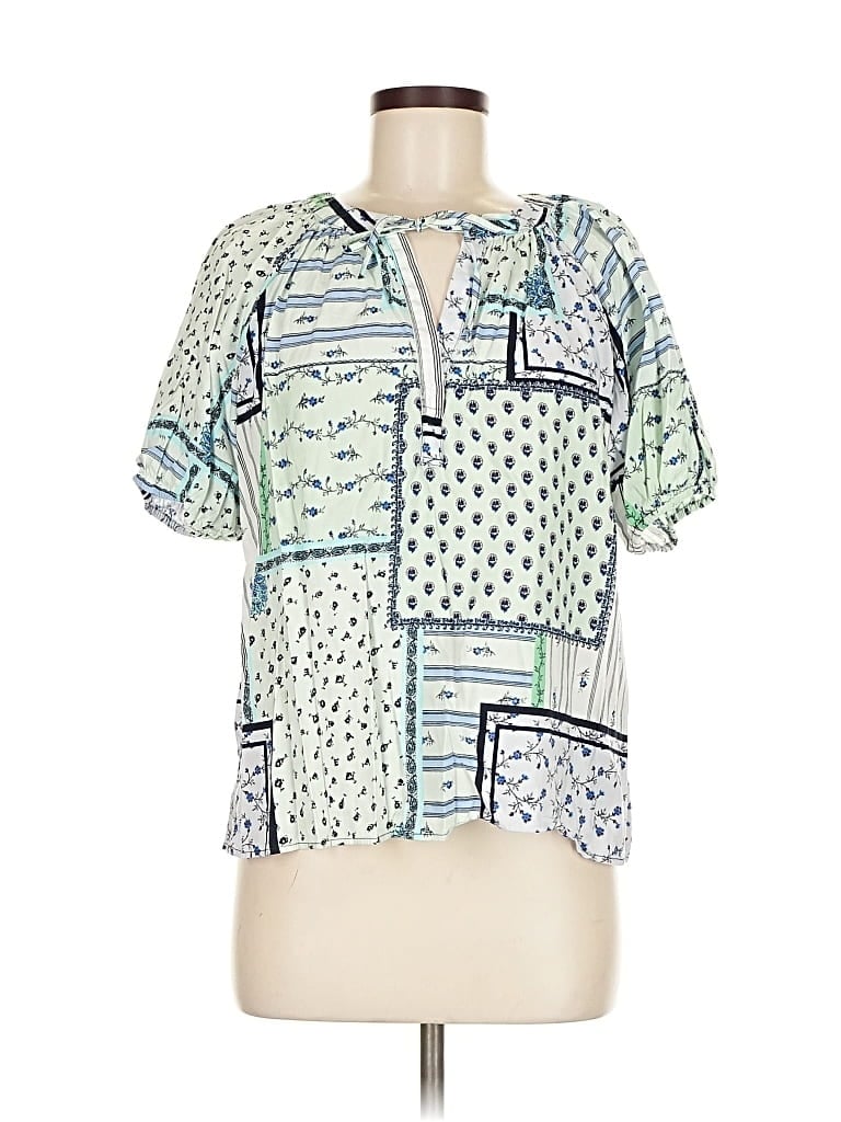 Pre-owned Ann Taylor Loft Short Sleeve Blouse In Green