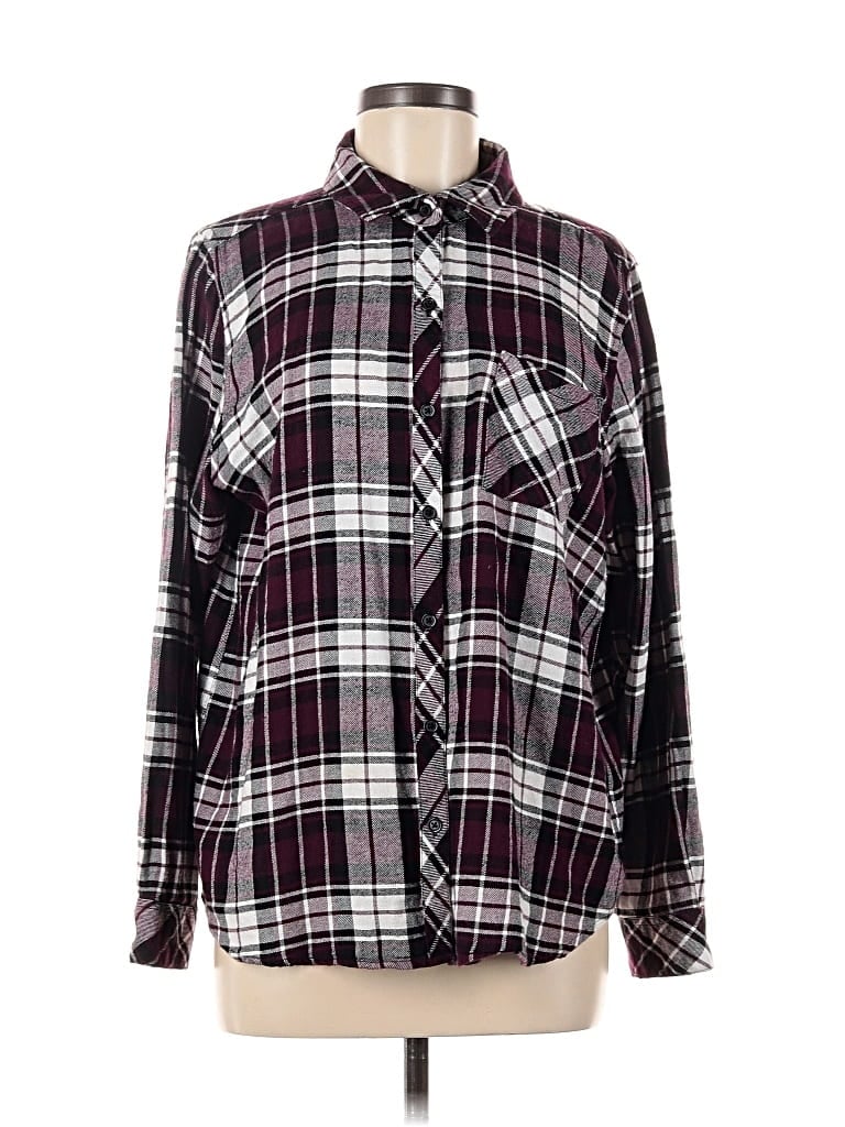 Pre-owned Well Worn Long Sleeve Button Down Shirt In Burgundy