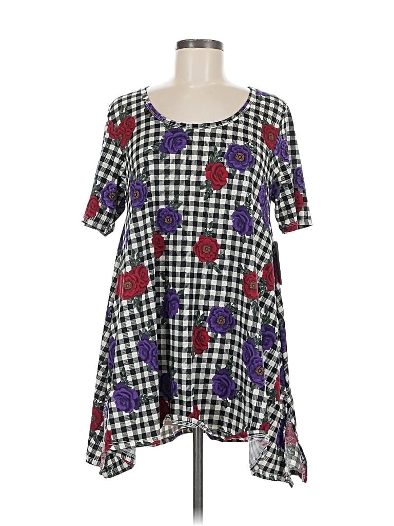 Lularoe Short Sleeve Top Purple Square Neckline Tops In Multi