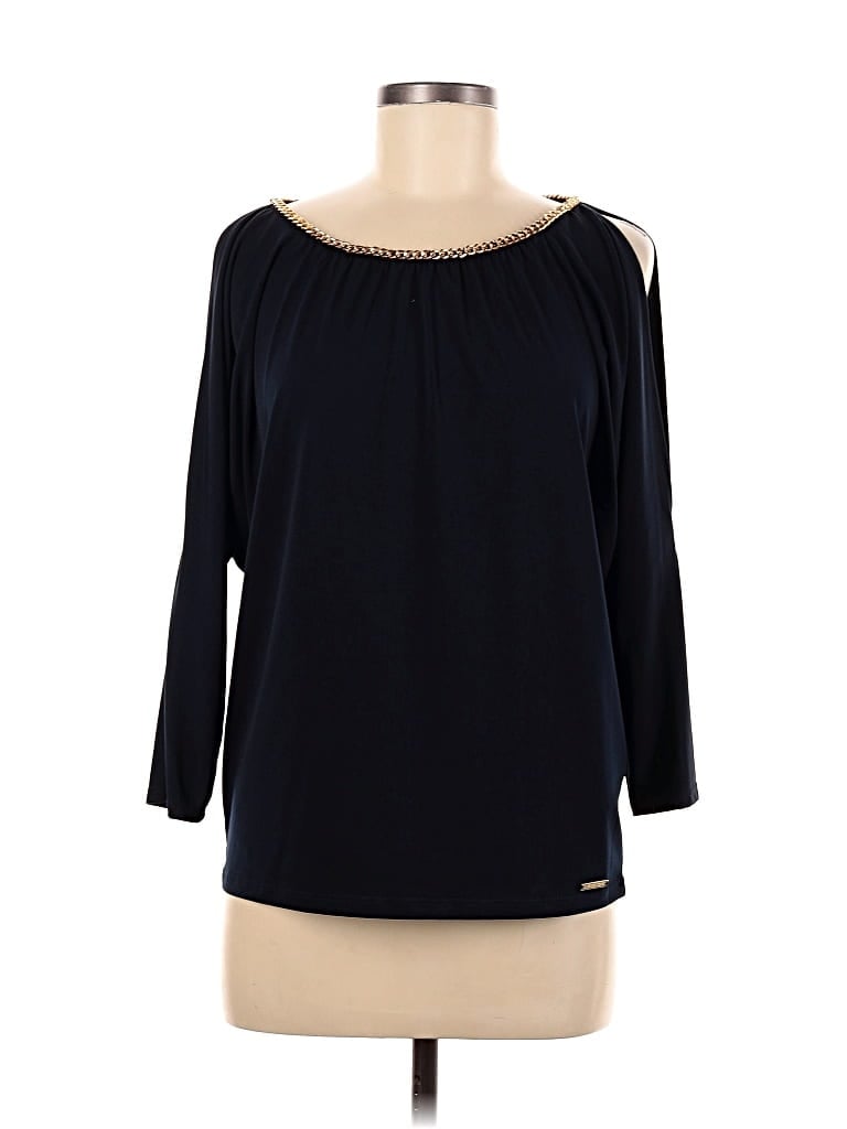 Pre-owned Michael Michael Kors 3/4 Sleeve Top Black Boatneck Tops
