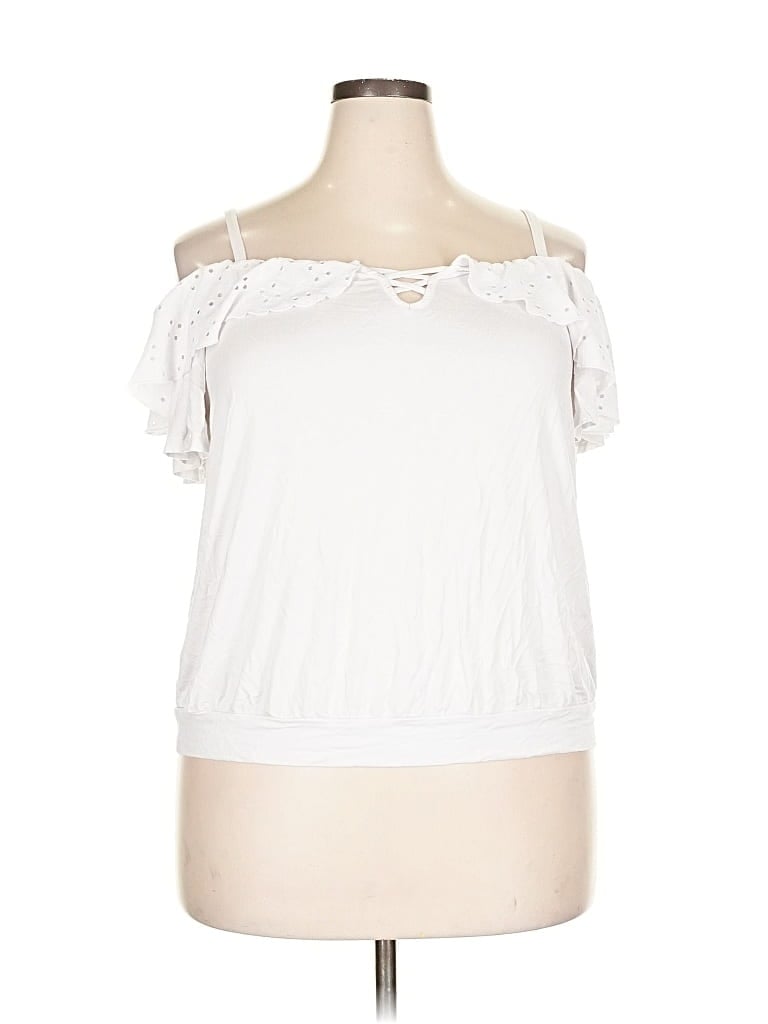 Pre-owned Torrid Short Sleeve Top White Off The Shoulder Neckline Tops