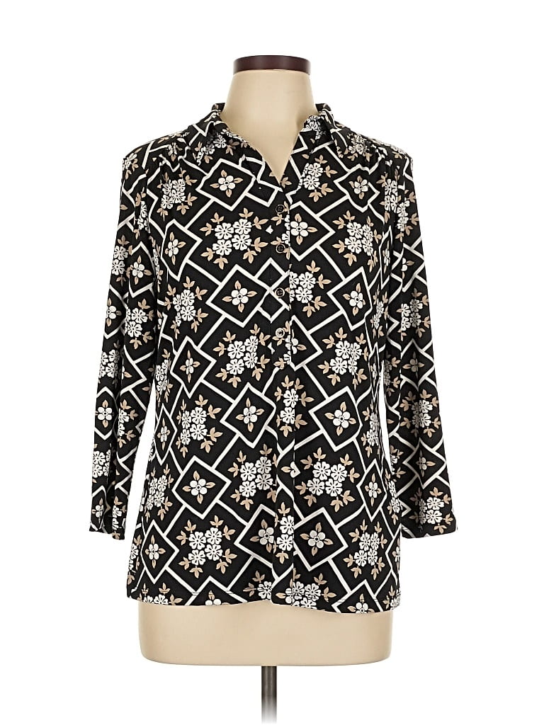 Click to view more detailed imagery on our partner's website Pre-owned Charter Club 3/4 Sleeve Blouse In Black