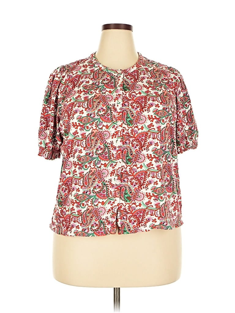 Pre-owned Boden Short Sleeve Blouse In Red