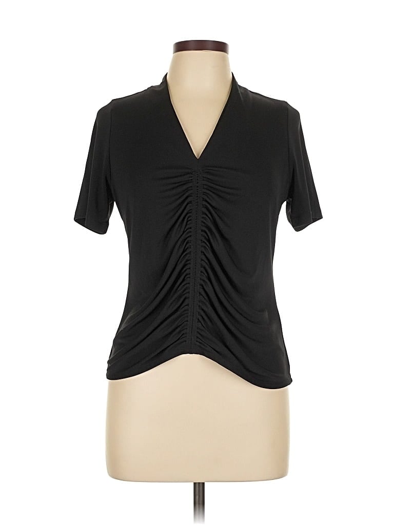 Click to view more detailed imagery on our partner's website Pre-owned Karen Millen Short Sleeve Top Black Plunge Neckline Tops
