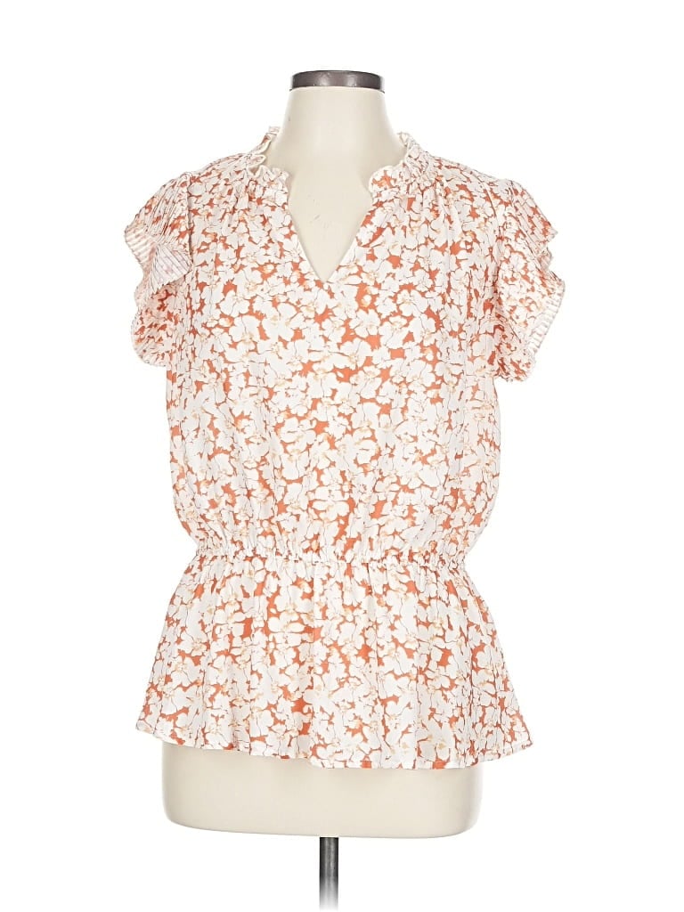 Pre-owned Voy Short Sleeve Blouse In Orange
