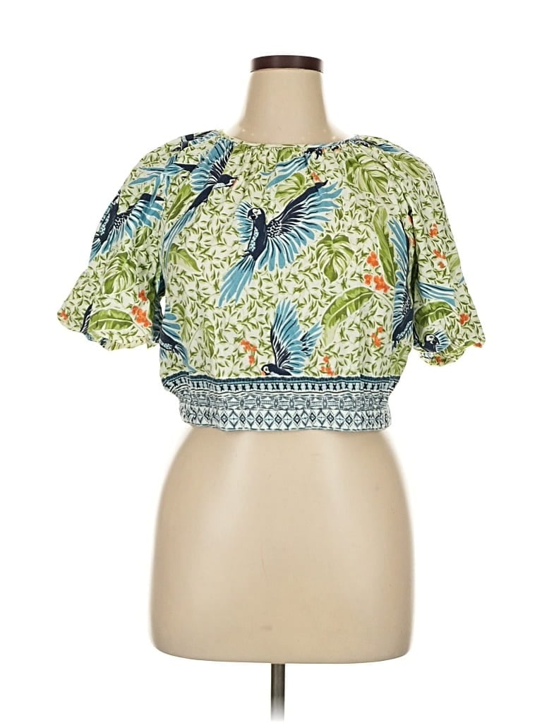 Pre-owned Alex Marie Short Sleeve Blouse In Green