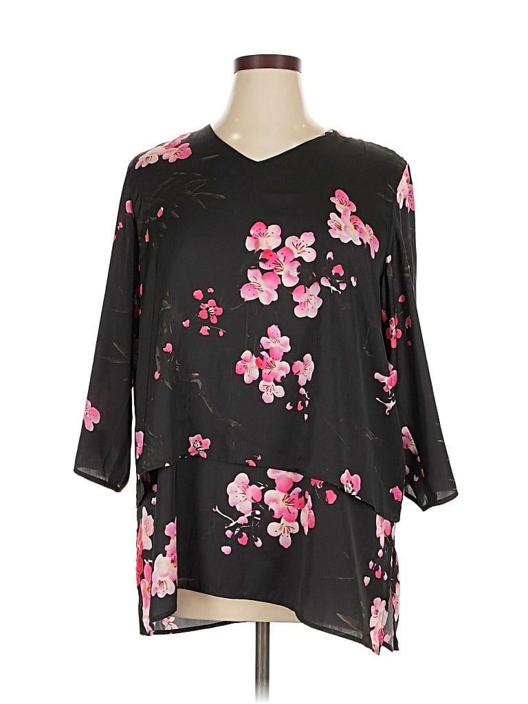 Click to view more detailed imagery on our partner's website Pre-owned Caroline Rose 3/4 Sleeve Blouse In Black