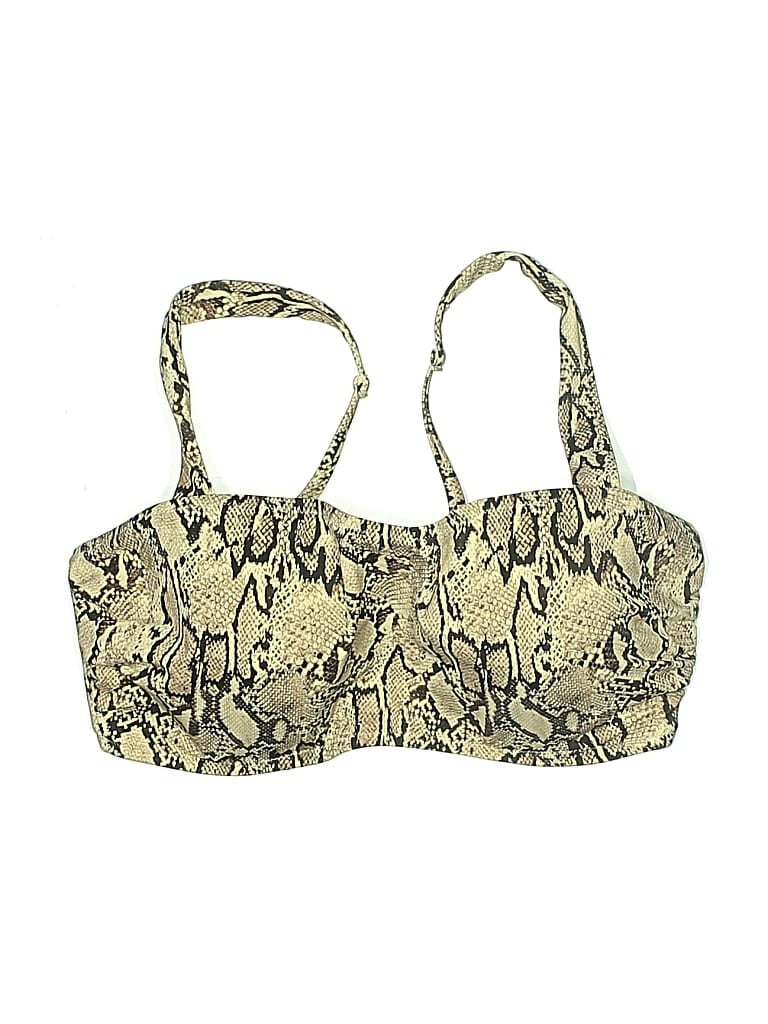 Pre-owned Shade & Shore Swimsuit Top Gold Animal Print Pattern Swimwear