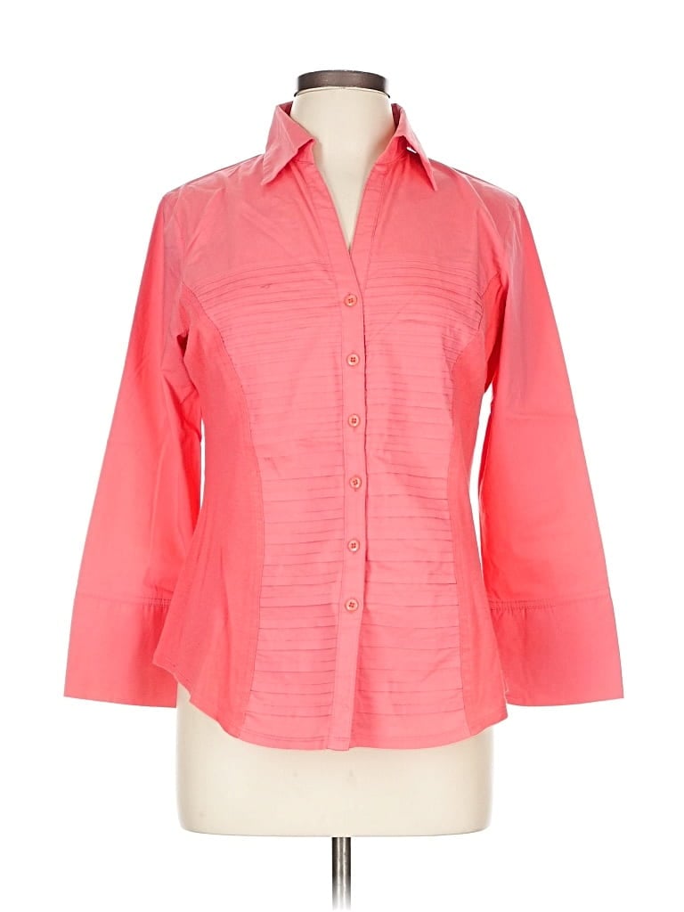 Pre-owned Zac & Rachel 3/4 Sleeve Button Down Shirt In Pink