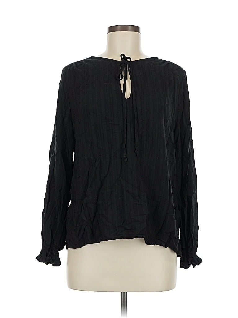Pre-owned Knox Rose Long Sleeve Blouse In Black