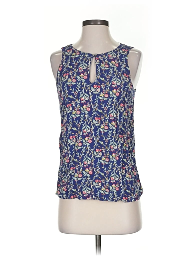 Pre-owned Ann Taylor Loft Sleeveless Blouse In Blue