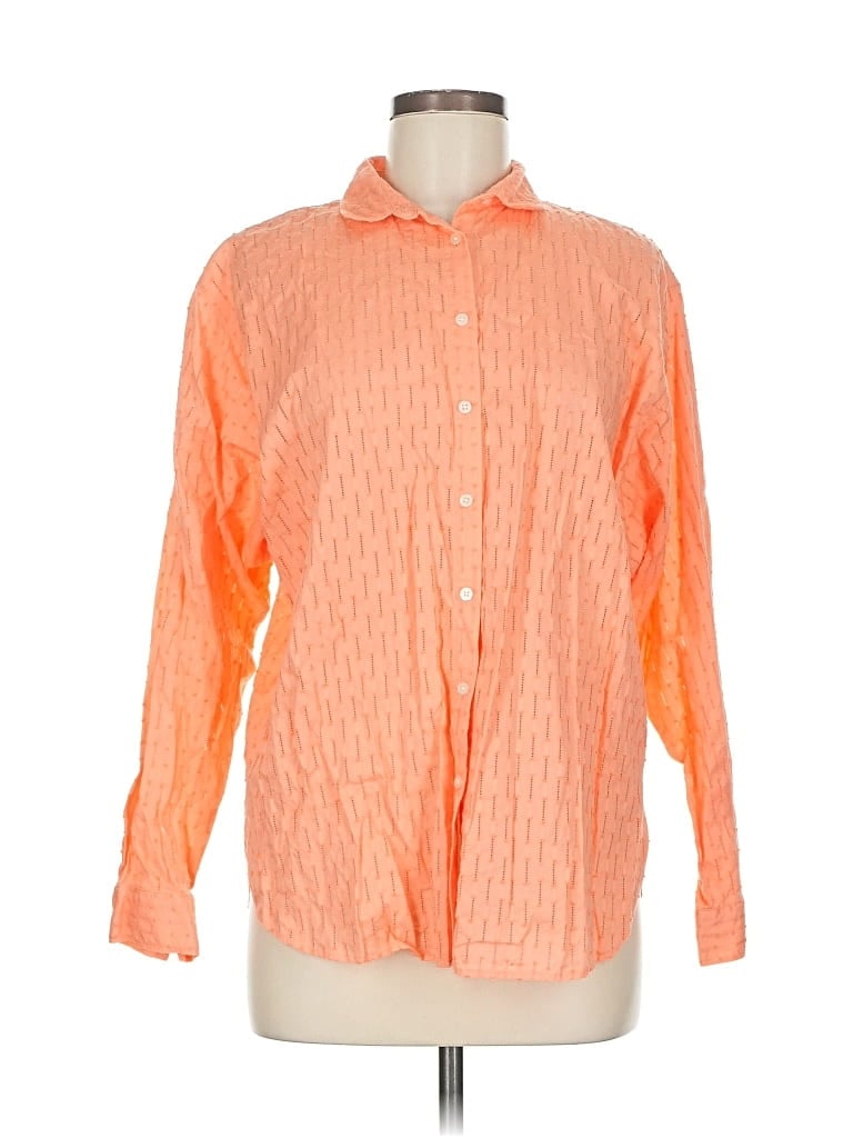 Pre-owned Ann Taylor Loft Long Sleeve Blouse In Orange