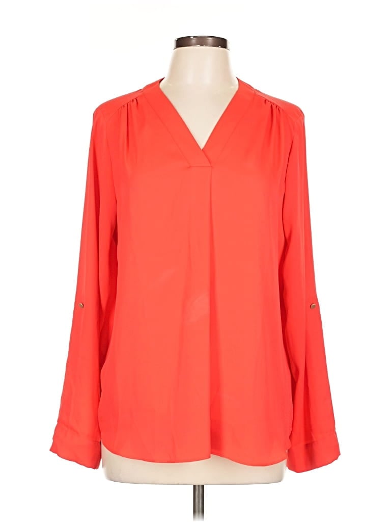 Pre-owned Jones New York Long Sleeve Blouse In Orange