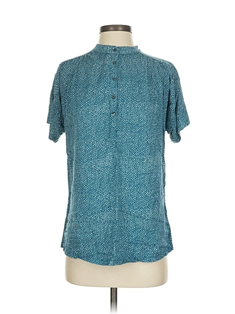 Pre-owned Maeve By Anthropologie Short Sleeve Blouse In Blue