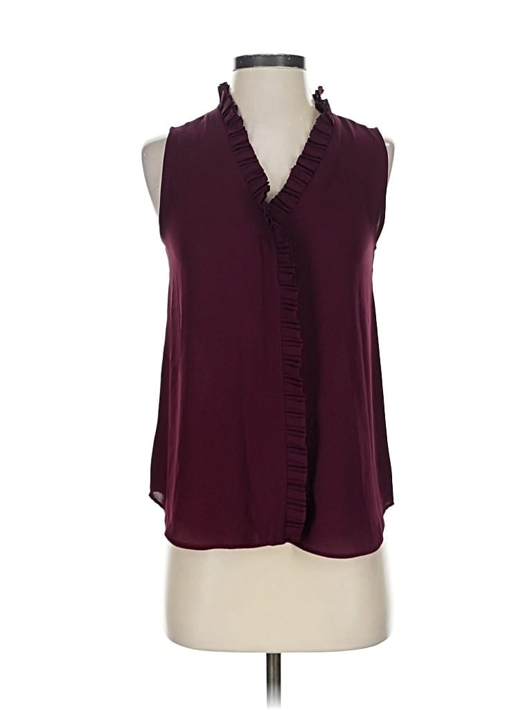 Pre-owned Ann Taylor Sleeveless Blouse In Burgundy