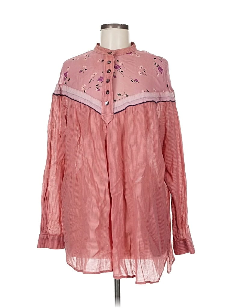 Pre-owned Free People Long Sleeve Blouse In Pink