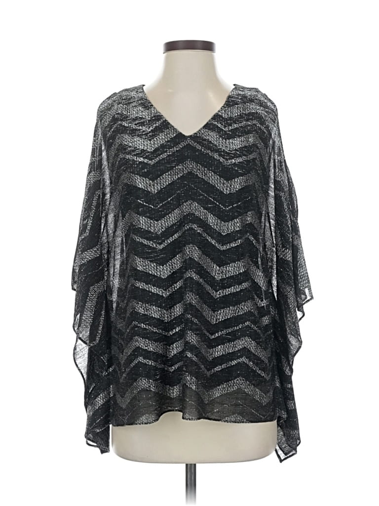 Pre-owned Roz & Ali 3/4 Sleeve Blouse In Gray
