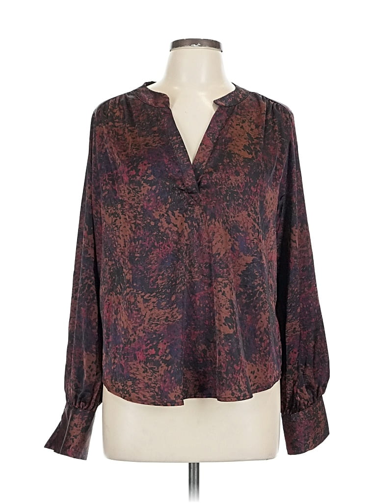 Pre-owned Evereve Long Sleeve Blouse In Purple