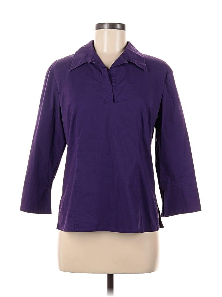 Pre-owned Express 3/4 Sleeve Button Down Shirt In Purple
