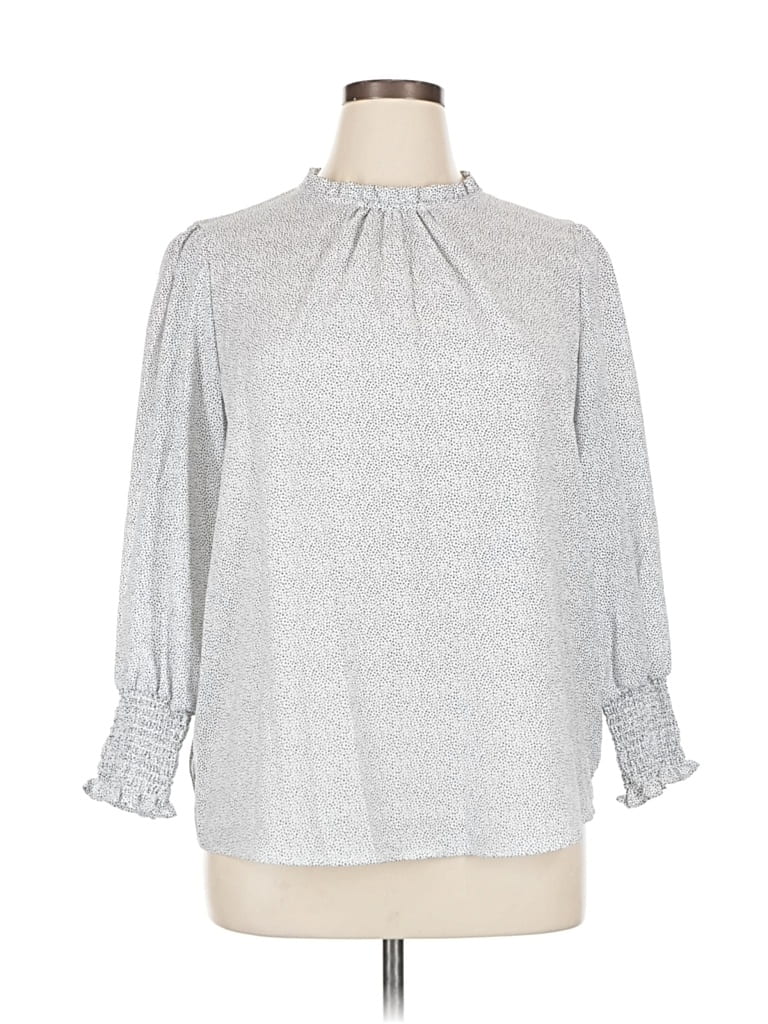 Pre-owned Carolina Belle 3/4 Sleeve Blouse In Silver