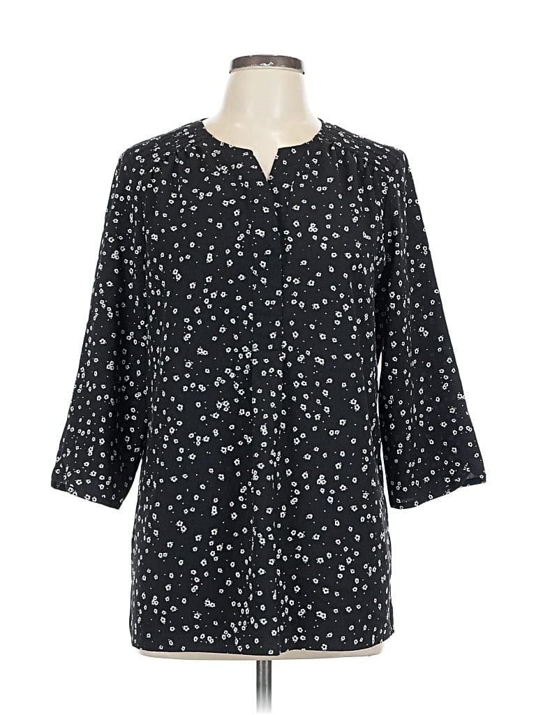 Pre-owned Croft & Barrow 3/4 Sleeve Blouse In Black