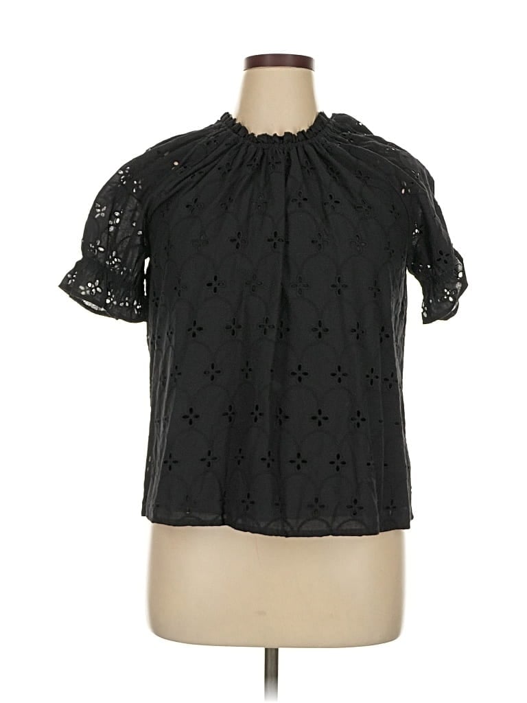 Pre-owned Croft & Barrow Short Sleeve Blouse In Black