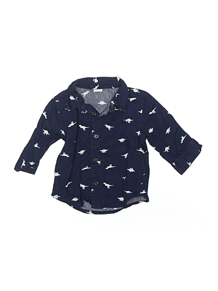 OLD NAVY Pre-owned Babies' Long Sleeve Button Down Shirt In Blue