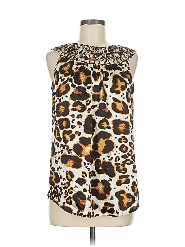 Pre-owned Etcetera Sleeveless Silk Top Brown Strapless Neckline Tops